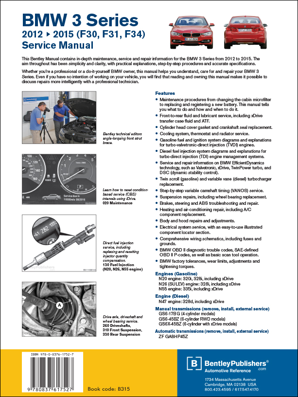 BMW 3 Series (F30, F31, F34) Service Manual: 2012-2015 back cover